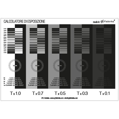 Calcolatore di Esposizione. Utilizzabile infinite volte. Calcola l’esposizione corretta dei telai con un solo tentativo.