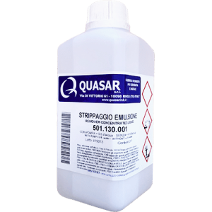 Strippaggio Quasar 1 LT. Soluzione concentrata per Pulire telai da Emulsione. Diluizione media 1:4, con idropulitrice 1:9